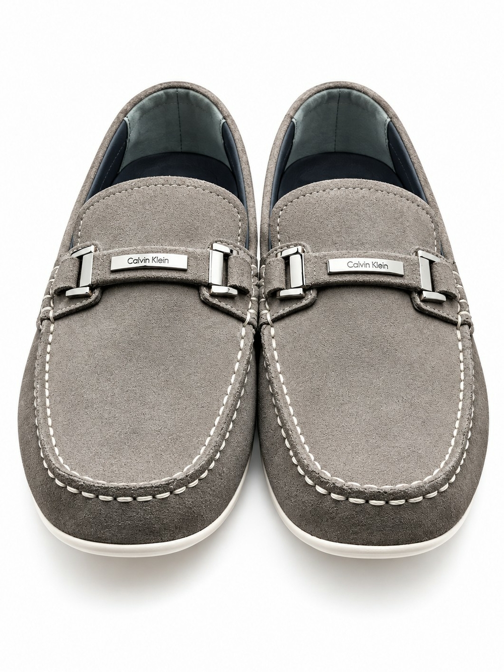 Calvin Klein Men’s Ignacio Oily Gray Suede Bit Loafers